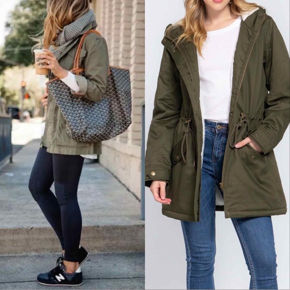 HOODED UTILITY JACKET  - OLIVE - Picture 3 of 7